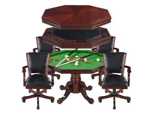 Kingston 48" Poker Table Combo Set with 4 Arm Chairs
