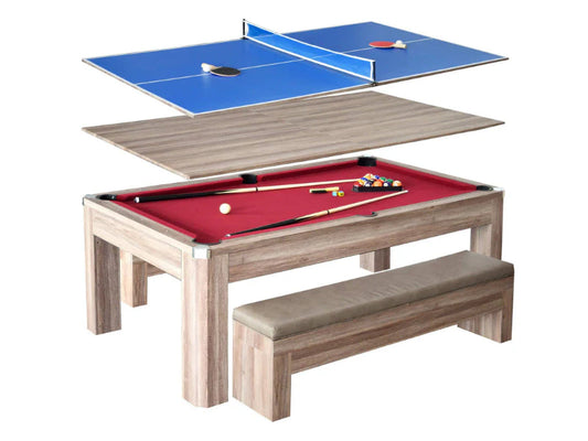 Newport 7 Foot Pool Table Combo Set with Benches